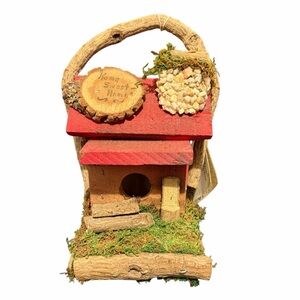 Handcrafted Rustic Birdhouse Home Sweet Home Country Charm Collection Wood Moss